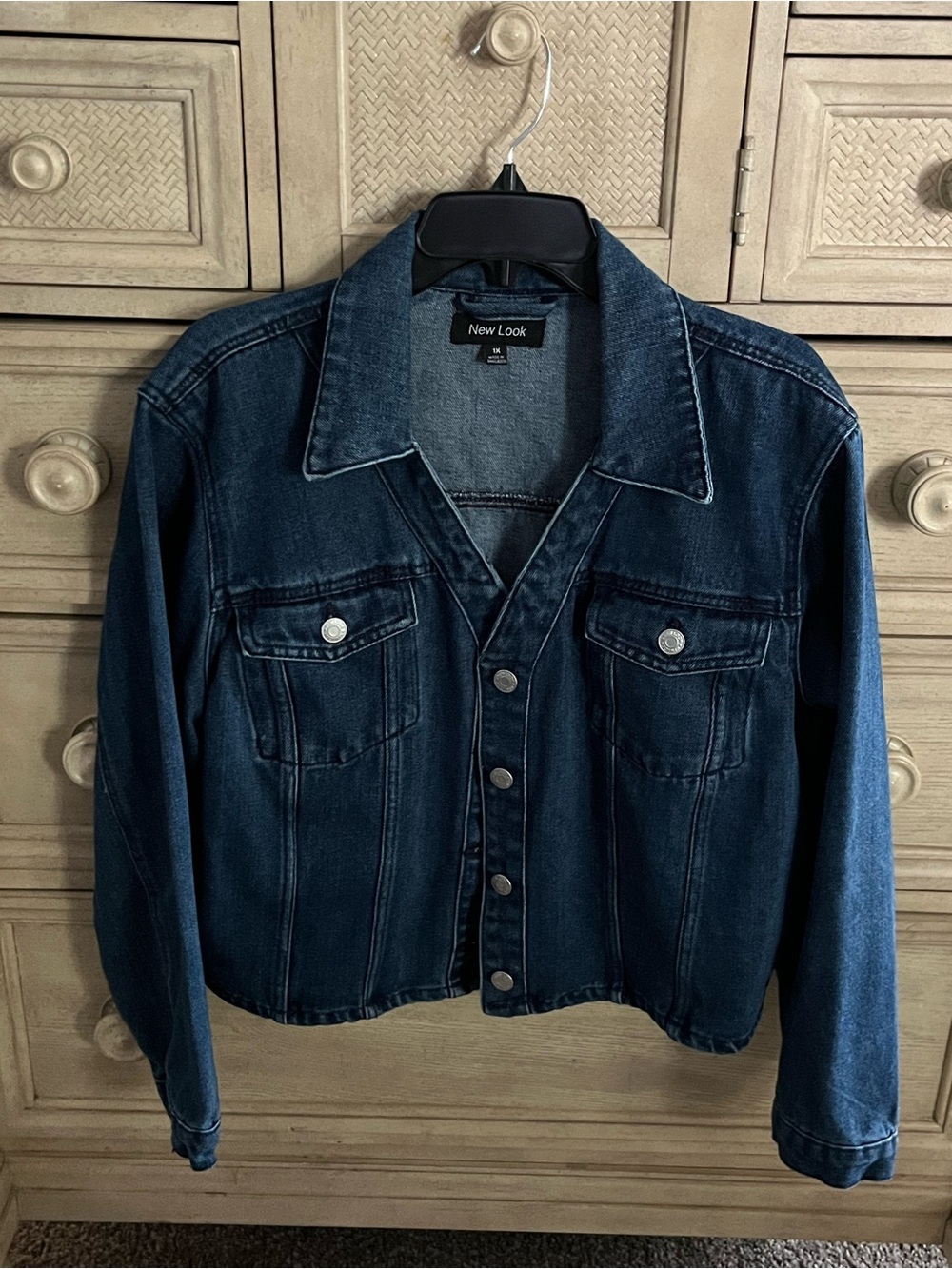 New Look Navy Blue Denim Jacket with Button Front